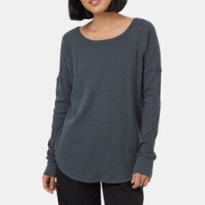 tentree Women's TreeWaffle Crew Waffle Knit Longsleeve Top RelaxedFit Size L EUC